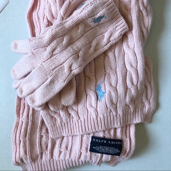 Polo Ralph Lauren Accessories - NWOT pink Polo knit scarf and gloves